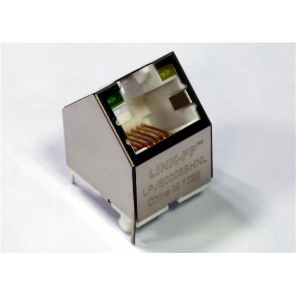 Quality 45° Angle Single Port PCB connector Rj45 to Ethernet 8P8C Shielded With LED for sale