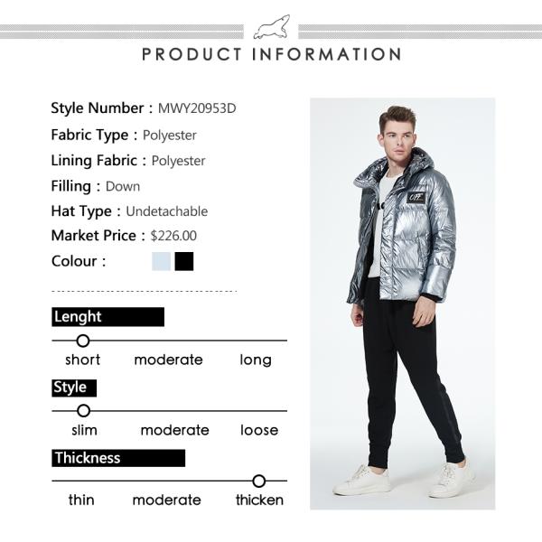 Style And Function Silver Short Jacket Down Coat For Men Winter Use