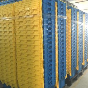 External Size 600*400*315mm Stackable Nesting Crate PP Plastic Crates Blue Solid