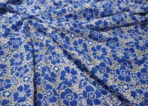  Knitted Cotton Polyester Lace Fabric Blue with Burnout Flower Lace(CY-DK0019) Manufactures