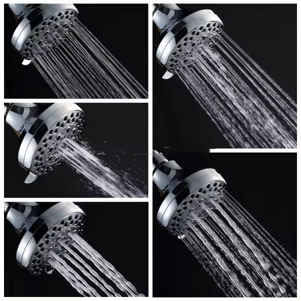 Chrome finished multi-function shower head complete set