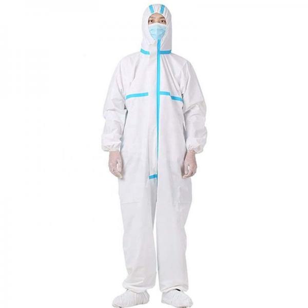 Quality Breathable Disposable Protective Clothing With Elastic Cuff / Waist / Hood for sale