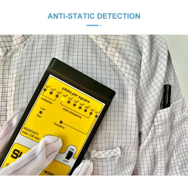 ESD Smock Antistatic Cleanroom Workwear Polyester Stripe Grid Polyester Logo Customized