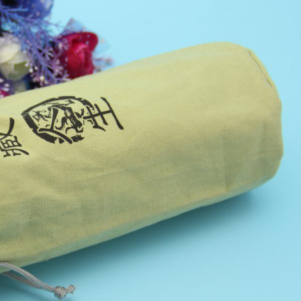 Recyclable Coloured Drawstring Bags , 10cm X 28cm High Canvas Bottle Bag