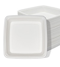 30 Oz Compostable Deep Dish Plates, Rectangle Disposable Plates Trays For Burger, Nacho, Taco Salad, Popcorn Snack