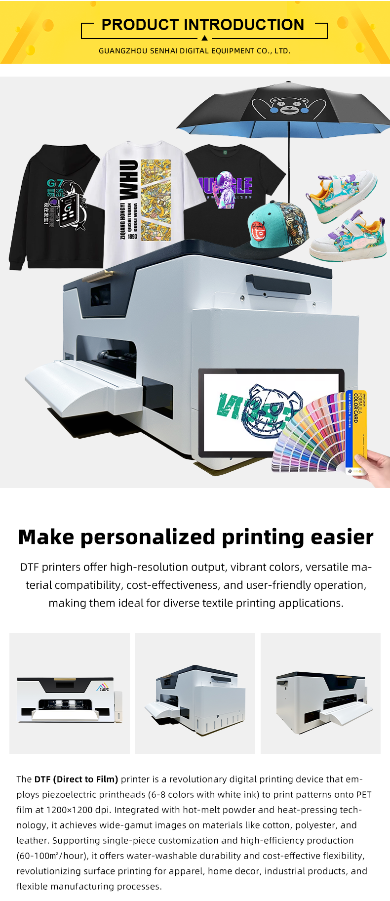 Inkjet Printers Automatic Roll-to-Roll DTF Printer Printing Machine A3 with Pigment Ink Fabric& Tshirt Transfer Drucker Machine