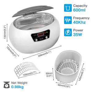  600ml Mini Household Ultrasonic Cleaner 5 Interval Time Adjustable Touch Key For Jewelry Manufactures