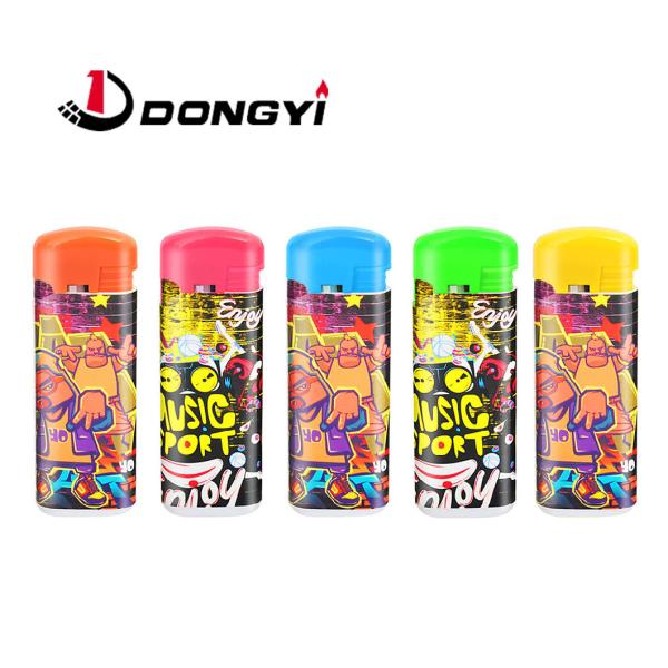 Refillable Windproof Electronic Plastic Lighter Solid Color