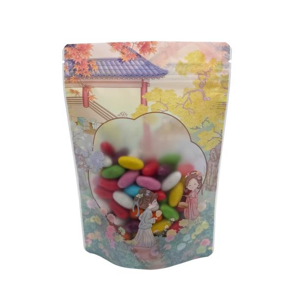 Classical Pattern Plastic Customized Printed Stand Up Pouches With Window And