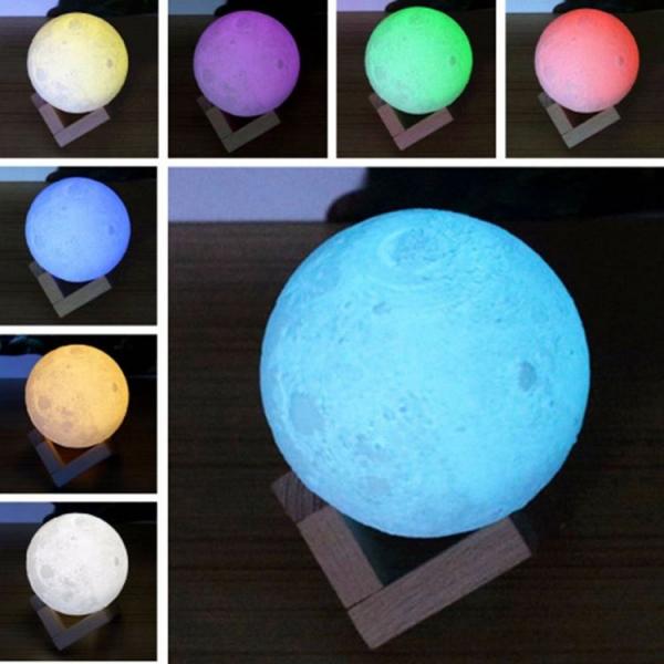 Quality Tap Control Multicolor LED Flashing Snowman Rechargeable Moon Lamp 3D Printing for sale