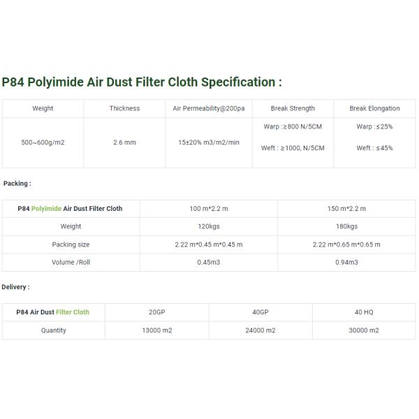 Polyimide / P84 Needle Felt Filter Cloth Acupuncture Weaving method