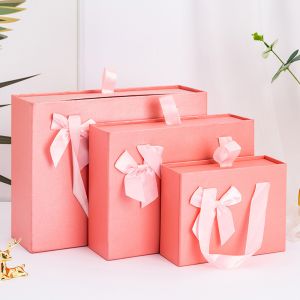 Solid Color Bow-Tie Handbag Gift Box Package Drawer Box customized Rectangular