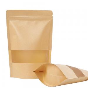 China Food Packaging Stand Up Zipper Bag Eco Friendly Standing Pouch Bag With Window on sale