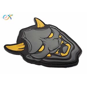 Grey Hannya Mask Morale Tactical PVC Rubber Patch With Hook And Loop Backing
