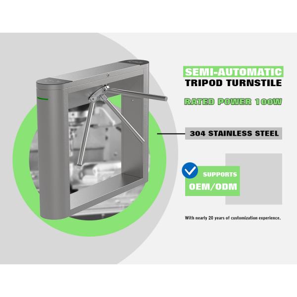 QR Code RFID Reader Train Station Turnstile 30 Persons / Minute Three Arm Turnstile