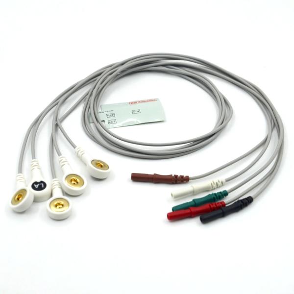 Compatible Din 5 Lead ECG Cable Lead Wires Snap Button