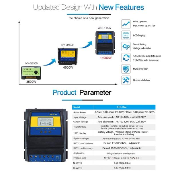 Automatic Transfer Switch 60 amp 220V ATS Solar Controller