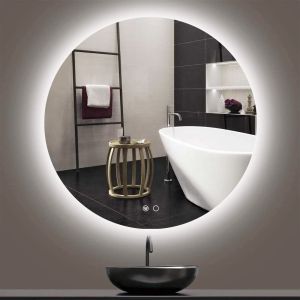 3200K Round Backlit LED Mirror Customized Smart Touch LED Mirror Silver