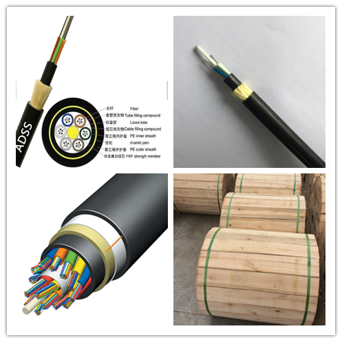 Adss Kevlar Yarn 24 Core Multimode Fiber Optic Cable