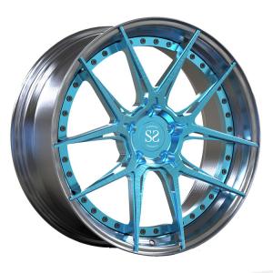China For VW T5 2 PC Forged Center Brushed Blue Wheels 21inch Polished Alloy Car Rims on sale