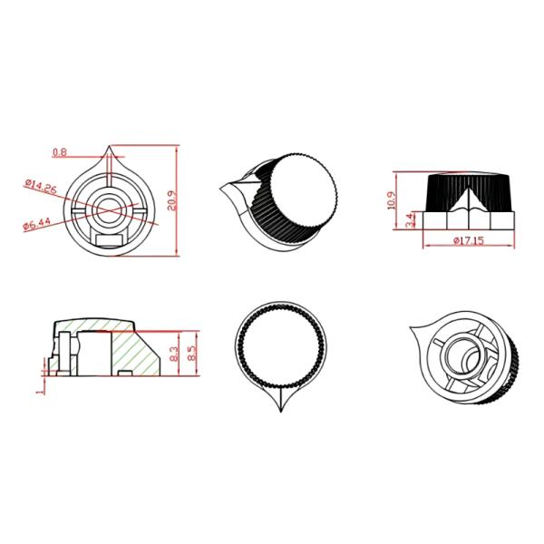 Droplet Shaped Potentiometer Knob ABS Plastic Guitar Amplifier Knobs