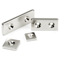 Quality Strong Neodymium Rectangular Pot Magnets with Counter Bore, Countersunk Hole Magnets with Mounting Screws for sale