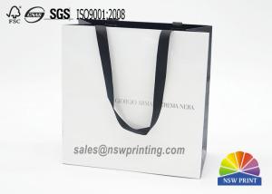 China Fashion Custom Paper Shopping Bags / Paper Carry Bag With Ribbon Handle on sale
