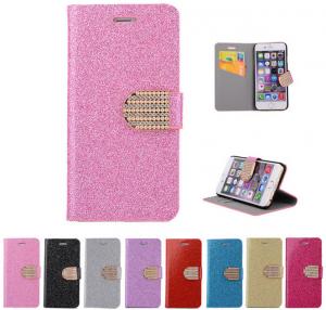  Glitter PU leather wallet Case For iPhone 4 5s 6 plus 7 SAMSUNG galaxy s5 s4 S6 S7 NOTE 7 3 5 Manufactures