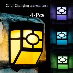 China Multi-Color Solar Fence Lights Color Changing Solar Wall Lights for Garden Decor on sale