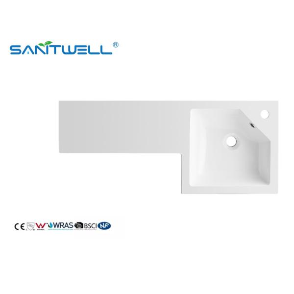 Quality Right Hand SWBG900R New Design Stone Resin Basins Glossy White Solid Surface Easy Clean Cabinet Basins for sale