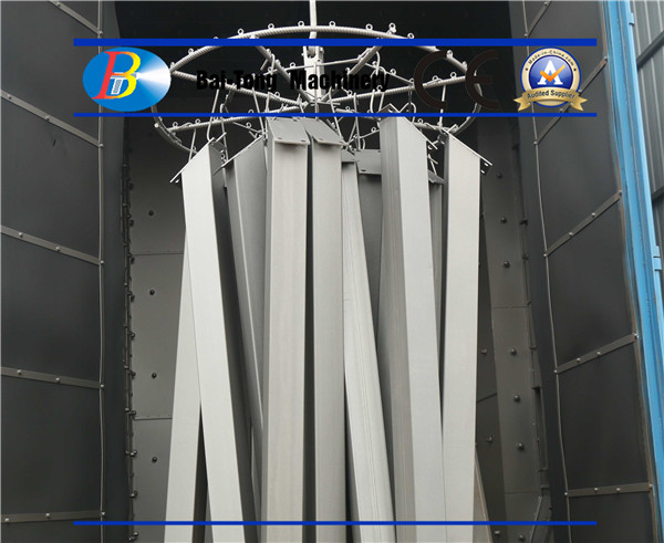 Bulk Casting Wheel Blasting Machine Double Spinner Hanging Hooks Design