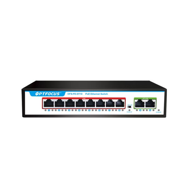 Factory OEM 8 port POE switch with 2 100mbps RJ45 and 8 100mbps POE port For