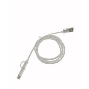 White TPE Micro USB to Type C 2 in 1 USB Data Cable USB Charging Cable For