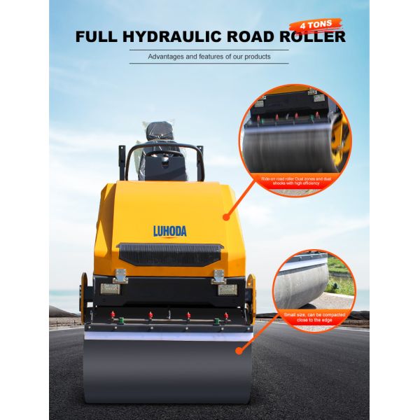 High Quality Mini 4 Ton Vibratory Road Roller Double Drum Road Roller Compactor