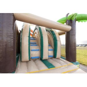 35m Jungle Obstacle Course Theme Inflatable Floating Obstacle Course With Flame