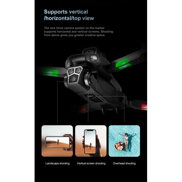 M1s 4k Drone Three Camera Obstacle Avoidance Brushless Foldable Led Navigation Light Optical Flow Hovering Mini Rc Drone