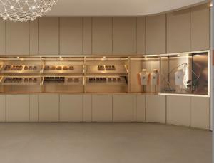 China Fashion Boutique Jewellery Display Showcase Curved Shape Jewelry Display Cabinet on sale