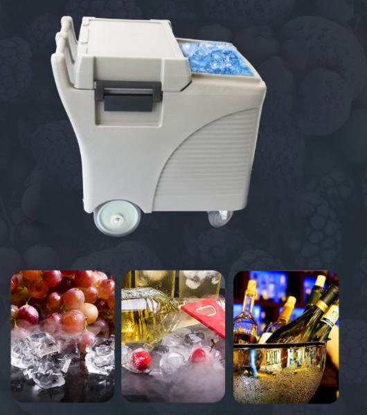 Insulated Plastic Ice Transport Cube Storage Box Ice Caddy Cart 125L UV-resistant