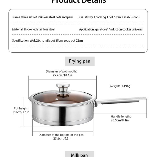 Multi-function Kitchen Cookware Silver Cooking Pot Set Stainless Steel Cookware Sets With Thick Stainless Steel Handle