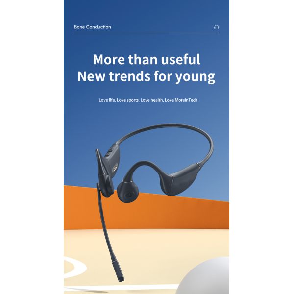 Wireless Waterproof Mp3 Compact Black Foldable Open Ear Bluetooth Bone Conduction Headphones