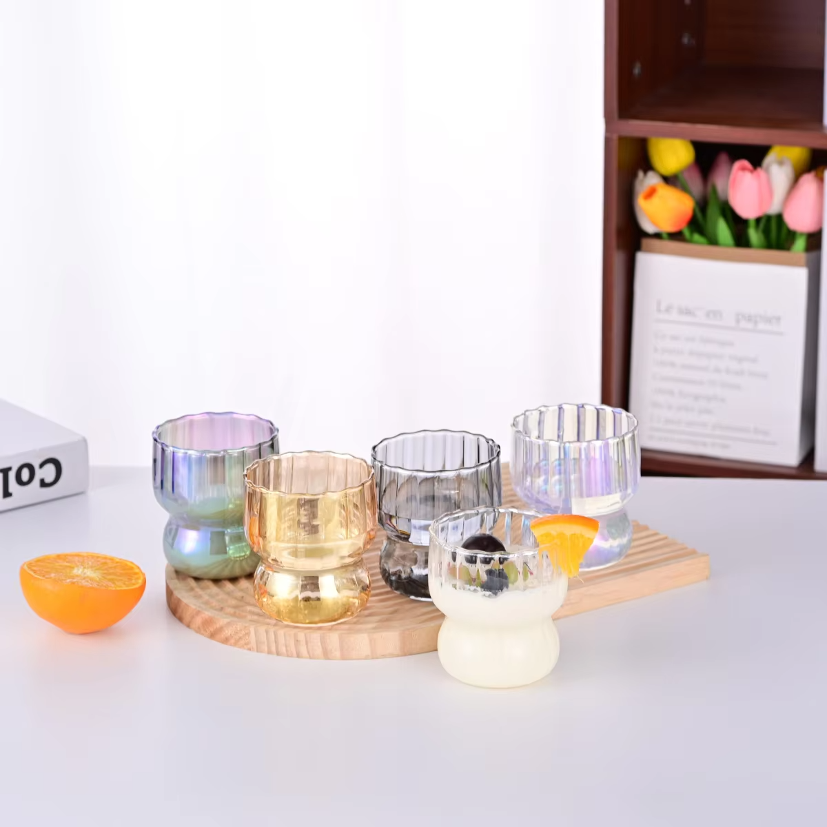 Customization Creativity High Borosilicate Cute Vertical StripeIced Thickened Glass Cups For Drinking Coffee Juice