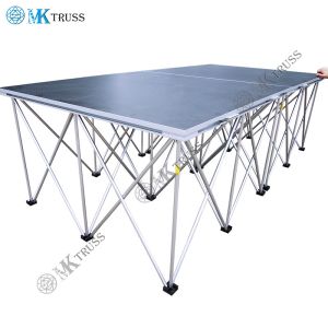 Assembly 4'x8' Adjustable Event Stage Platform with Black and Customized Design
