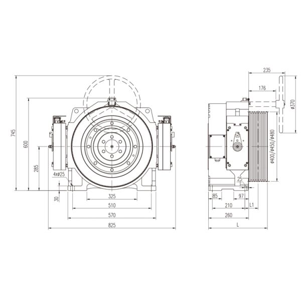 155 ( F ) Gearless Motor For Passenger Elevator Brakes
