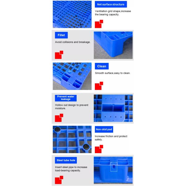 Logistics HEPP Rackable Plastic Pallets Two Way Entry Reversible Pallet