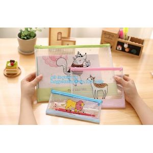 mesh document bag with zipper/pvc mesh file folder, Waterproof Zip Lock Bag Mesh