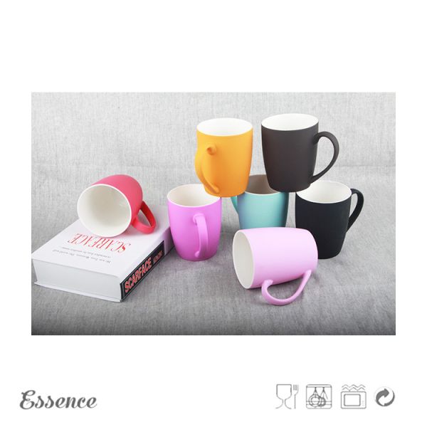 Custom Logo Bone China Soft Touch Mugs 13OZ With Silicone Coating