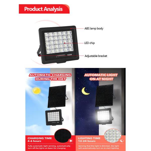KCD Outdoor Remote Control Projector Cheap Solar Sensor Floodlights Solar Powered 50w 100w 200w LED Flood light