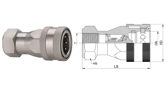 1 Inch Close Type ISO Quick Coupler , Stainless Steel Couplings Quick Release