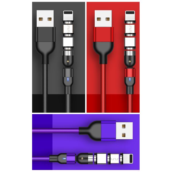 540 Degree 3A Magnetic Micro USB Quick Charging Cable