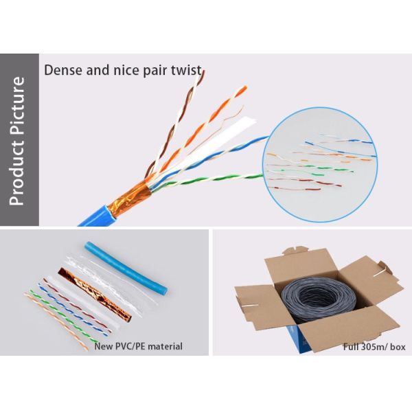 24AWG PVC Jacket Ethernet Cat 6a Cable / 4 Pairs Cat6a Shielded Plenum Cable